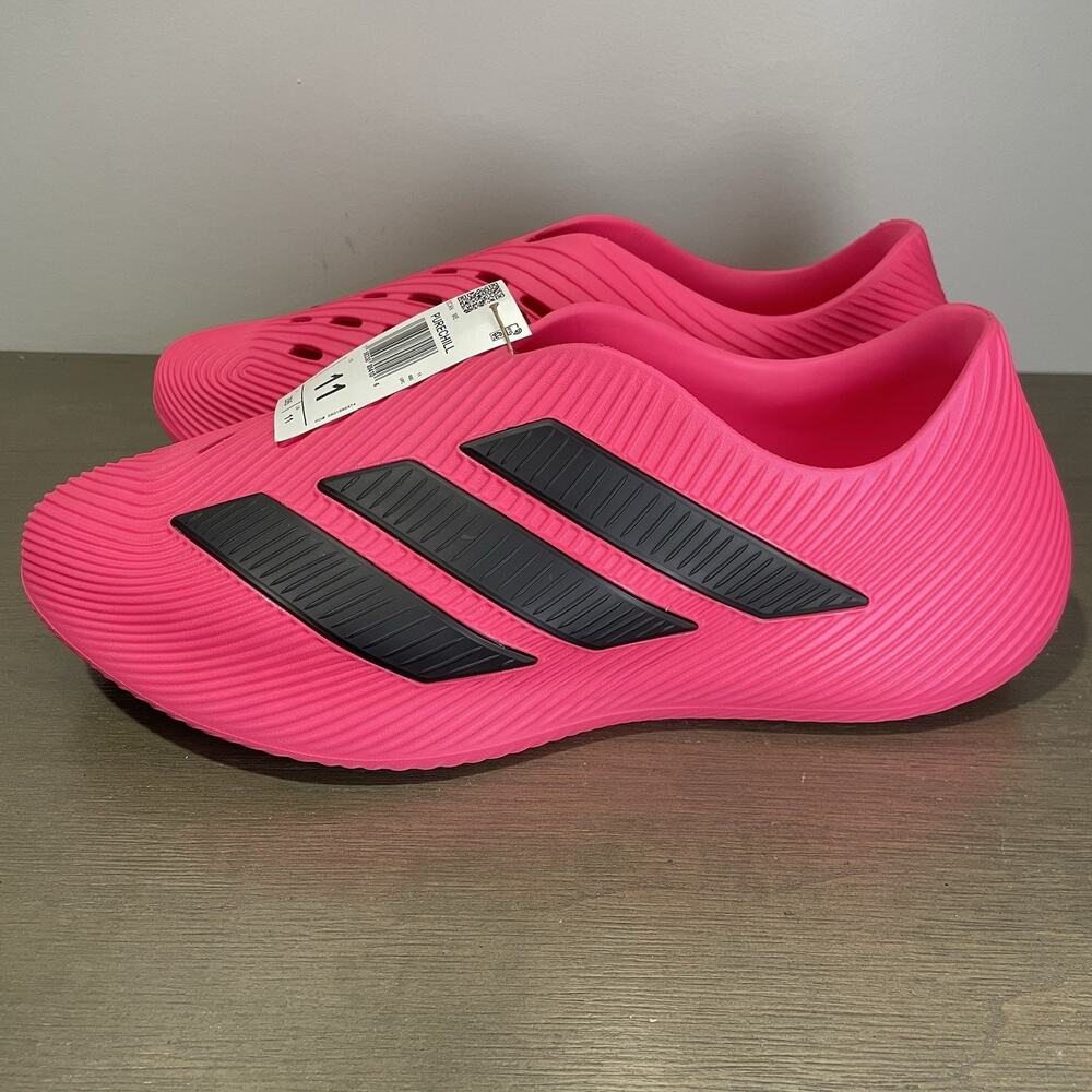 Adidas Mens Size 11 Shoes NEW PURECHILL Pink Black KI0065 Slip On Post Workout